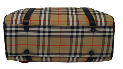 BURBERRY Nova Check Canvas Leather Black Beige Travel Bag