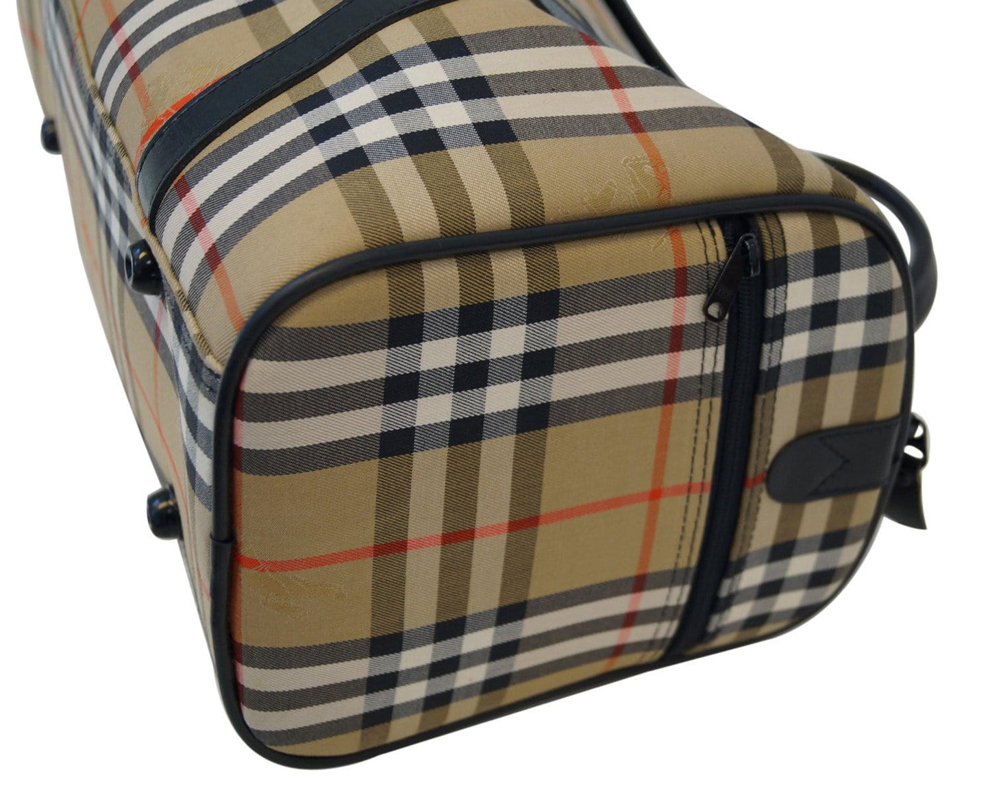 BURBERRY Nova Check Canvas Leather Black Beige Travel Bag