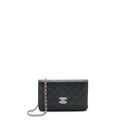Chanel 22S Detail CC Logo Wallet On Chain Caviar Black L