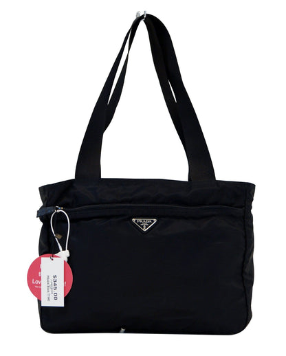 Prada Nylon Black Tote Shoulder Bag Vintage