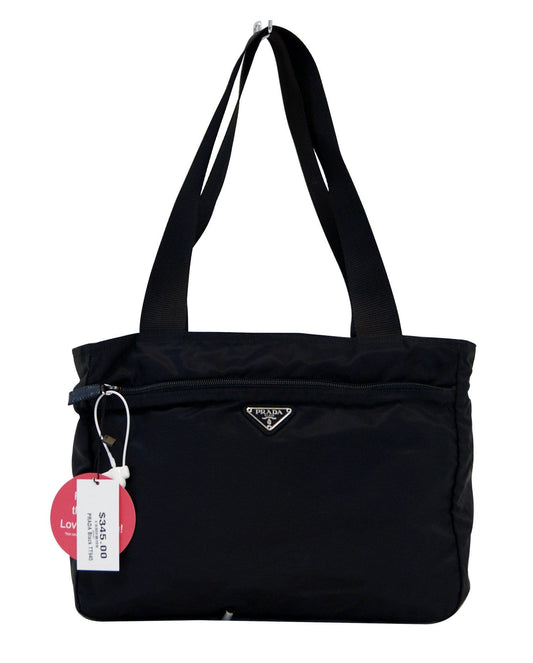 Prada Nylon Black Tote Shoulder Bag Vintage