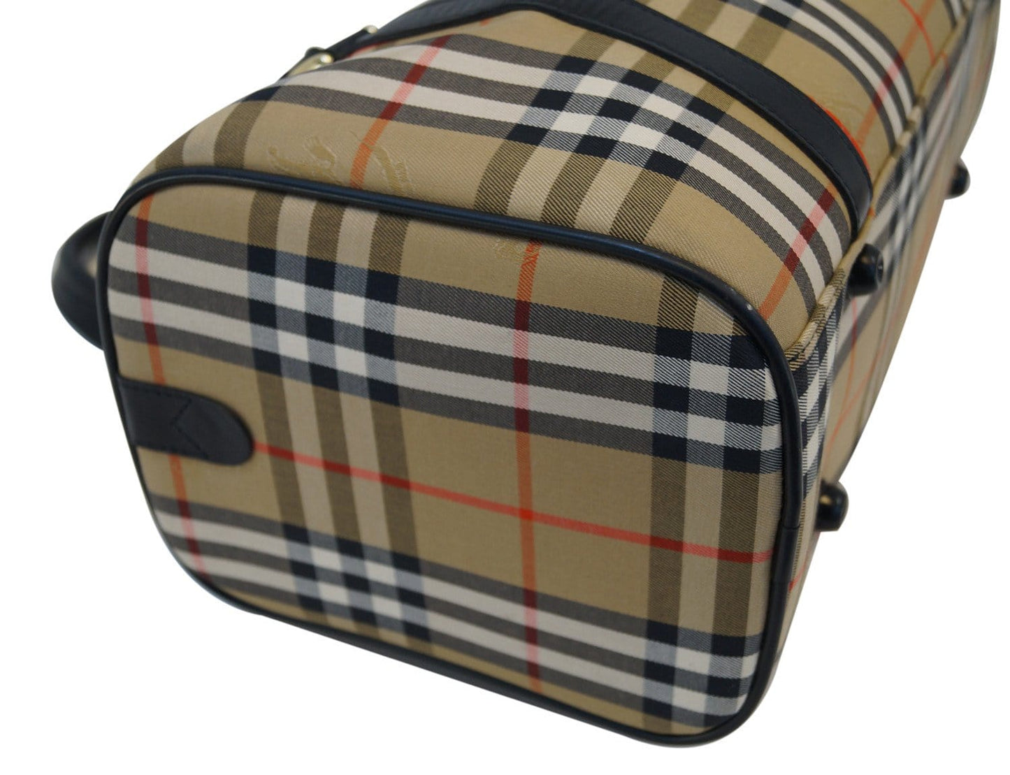 BURBERRY Nova Check Canvas Leather Black Beige Travel Bag