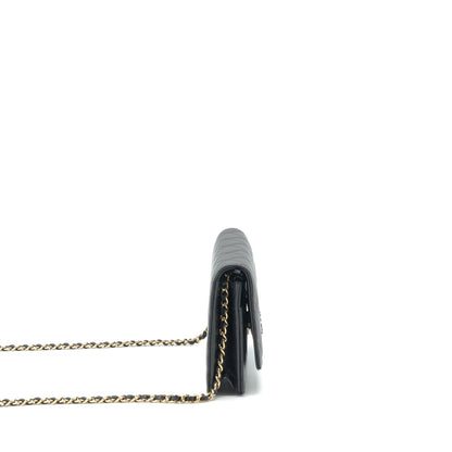 Chanel 22S Detail CC Logo Wallet On Chain Caviar Black L