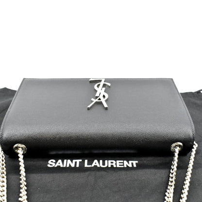 YVES SAINT LAURENT Kate Medium Grain De Poudre Leather Crossbody Bag Black