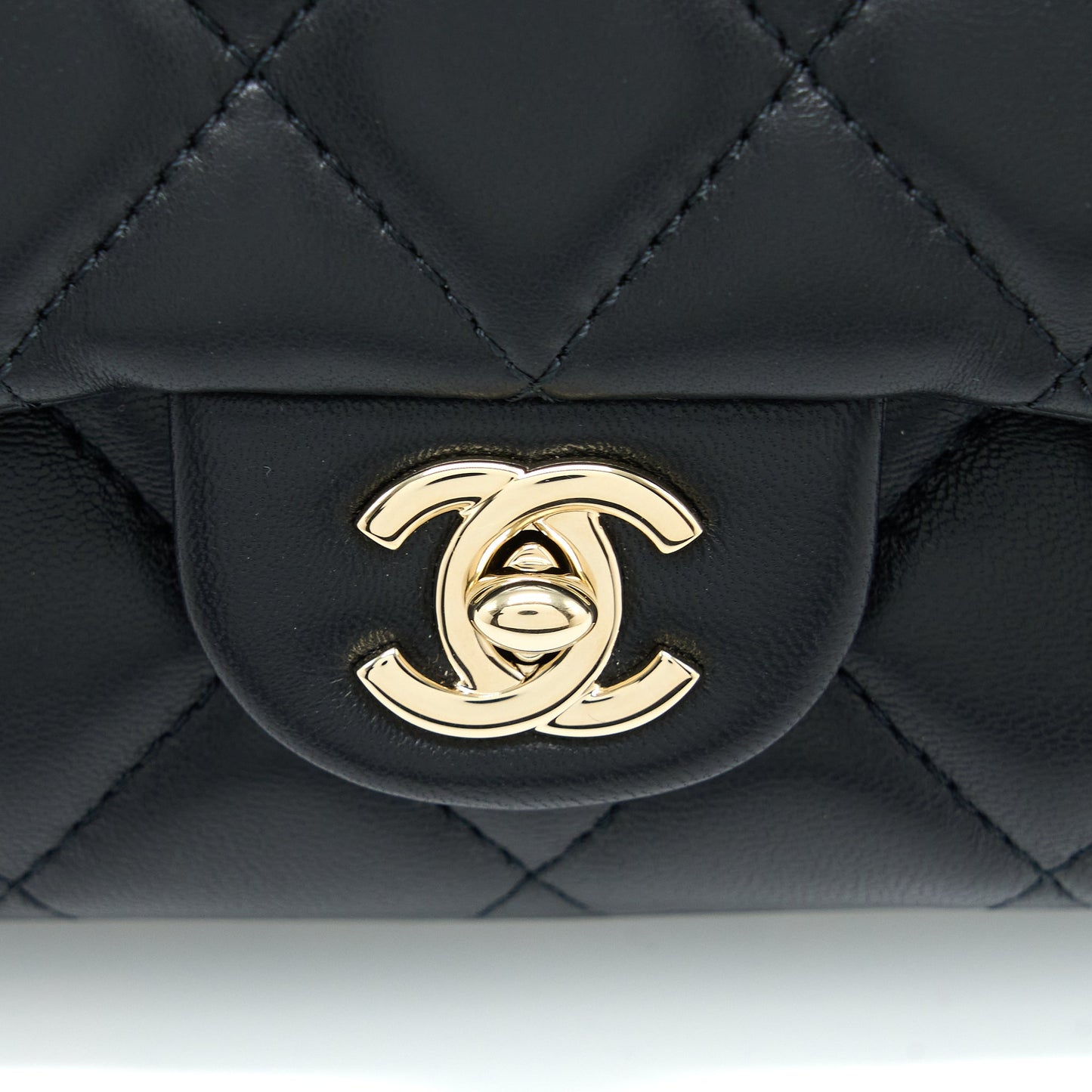 Chanel Pearl Chain Flap Bag Quilted Lambskin Black L