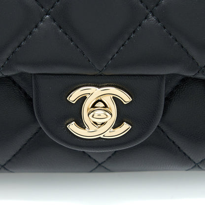 Chanel Pearl Chain Flap Bag Quilted Lambskin Black L