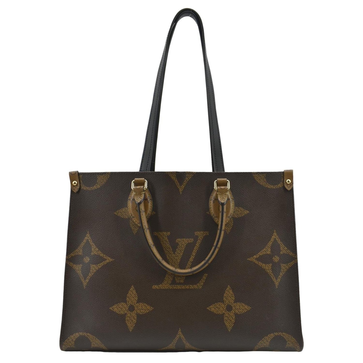 LOUIS VUITTON Onthego MM Giant Monogram Reverse Canvas Tote Shoulder Bag Brown