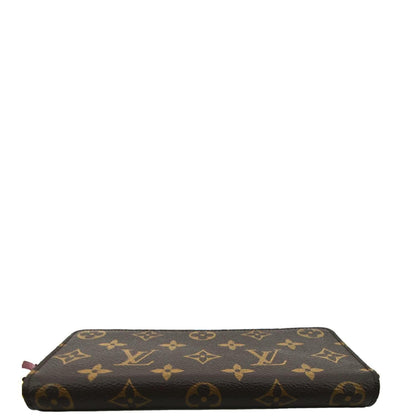 LOUIS VUITTON Clemence Monogram Canvas Zippy Wallet Brown