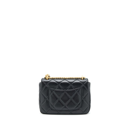 Chanel 22P Mini Square Flap Bag Lambskin Black Gold/Black Hardware
