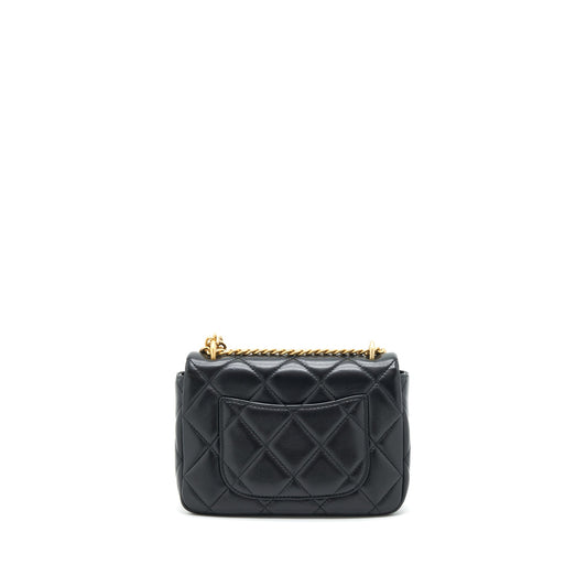 Chanel 22P Mini Square Flap Bag Lambskin Black Gold/Black Hardware