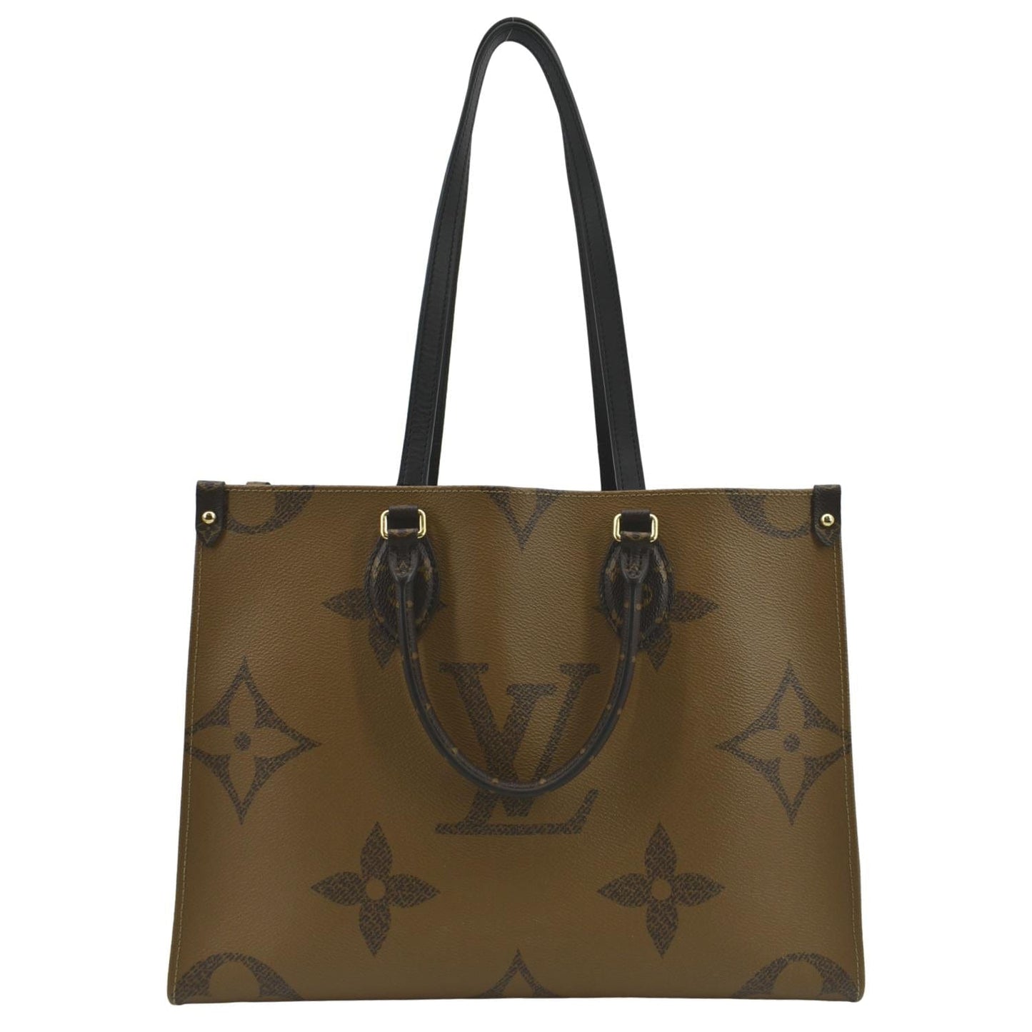 LOUIS VUITTON Onthego MM Giant Monogram Reverse Canvas Tote Shoulder Bag Brown