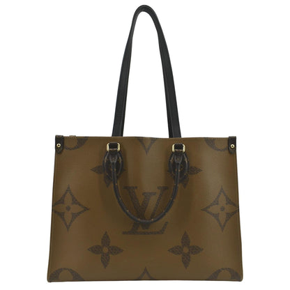 LOUIS VUITTON Onthego MM Giant Monogram Reverse Canvas Tote Shoulder Bag Brown