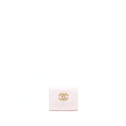 Chanel 19 Flap Cardholder Lambskin Light Pink