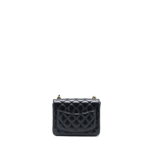 Chanel Classic Mini Square Flap Bag Lambskin Black L (Microchip)