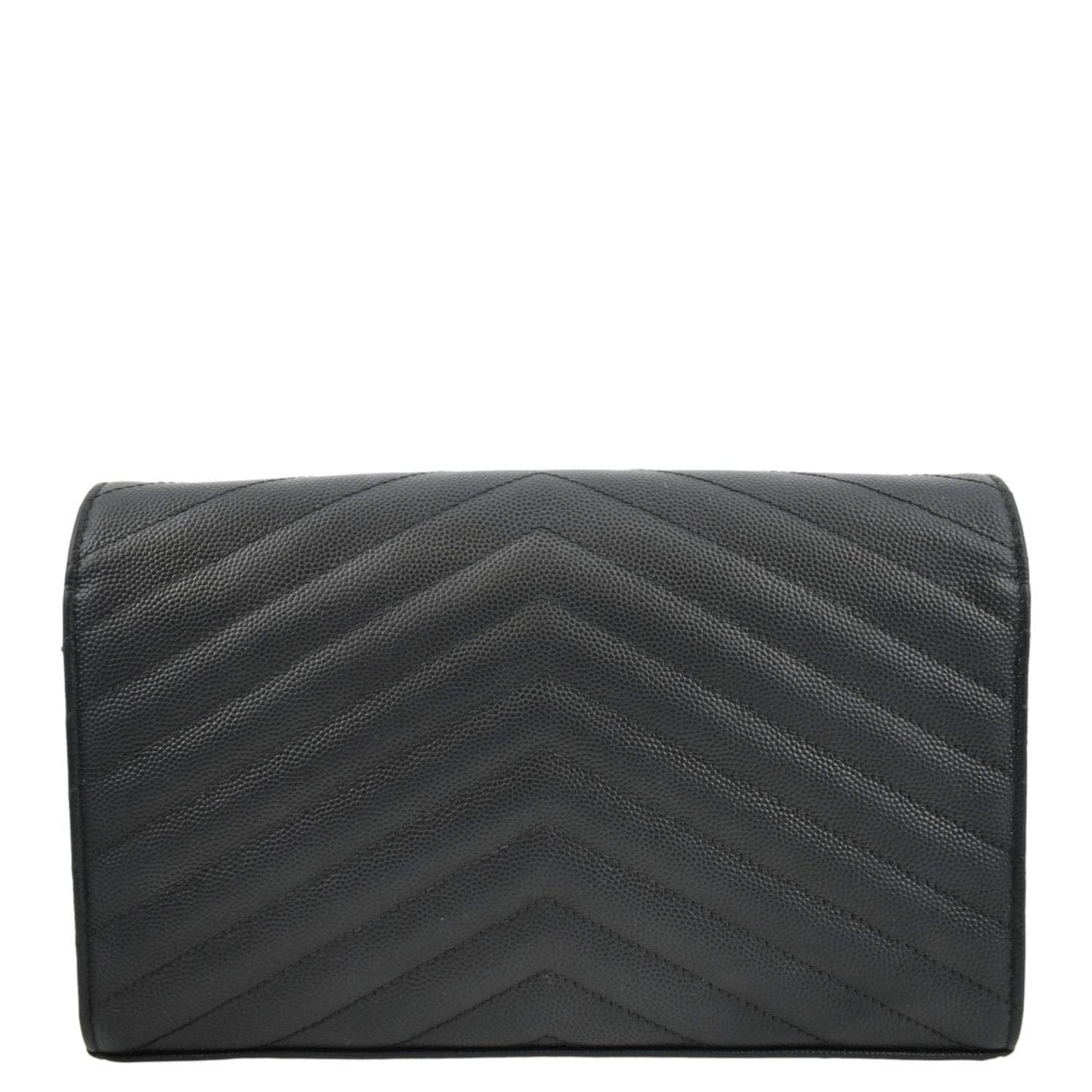 YVES SAINT LAURENT Cassandre Chain Wallet Leather Crossbody Bag Black