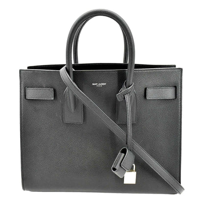 YVES SAINT LAURENT Sac de Jour Leather Satchel Shoulder Bag Black