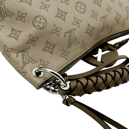 LOUIS VUITTON Beaubourg Mahina MM Leather Hobo Shoulder Bag Beige