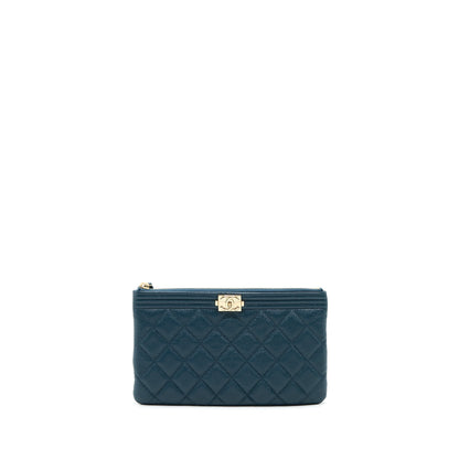 Chanel Boy Pouch Caviar Dark Green L