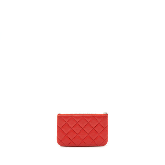 Chanel Small O-Case Pouch Lambskin Red