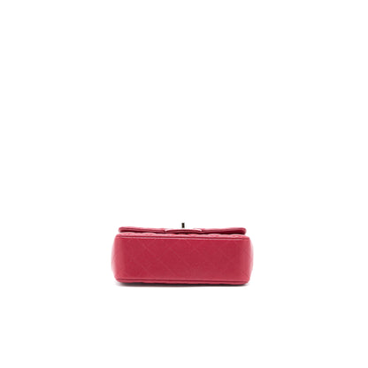 Chanel 18B Classic Mini Rectangular Flap Bag Caviar Dark Pink