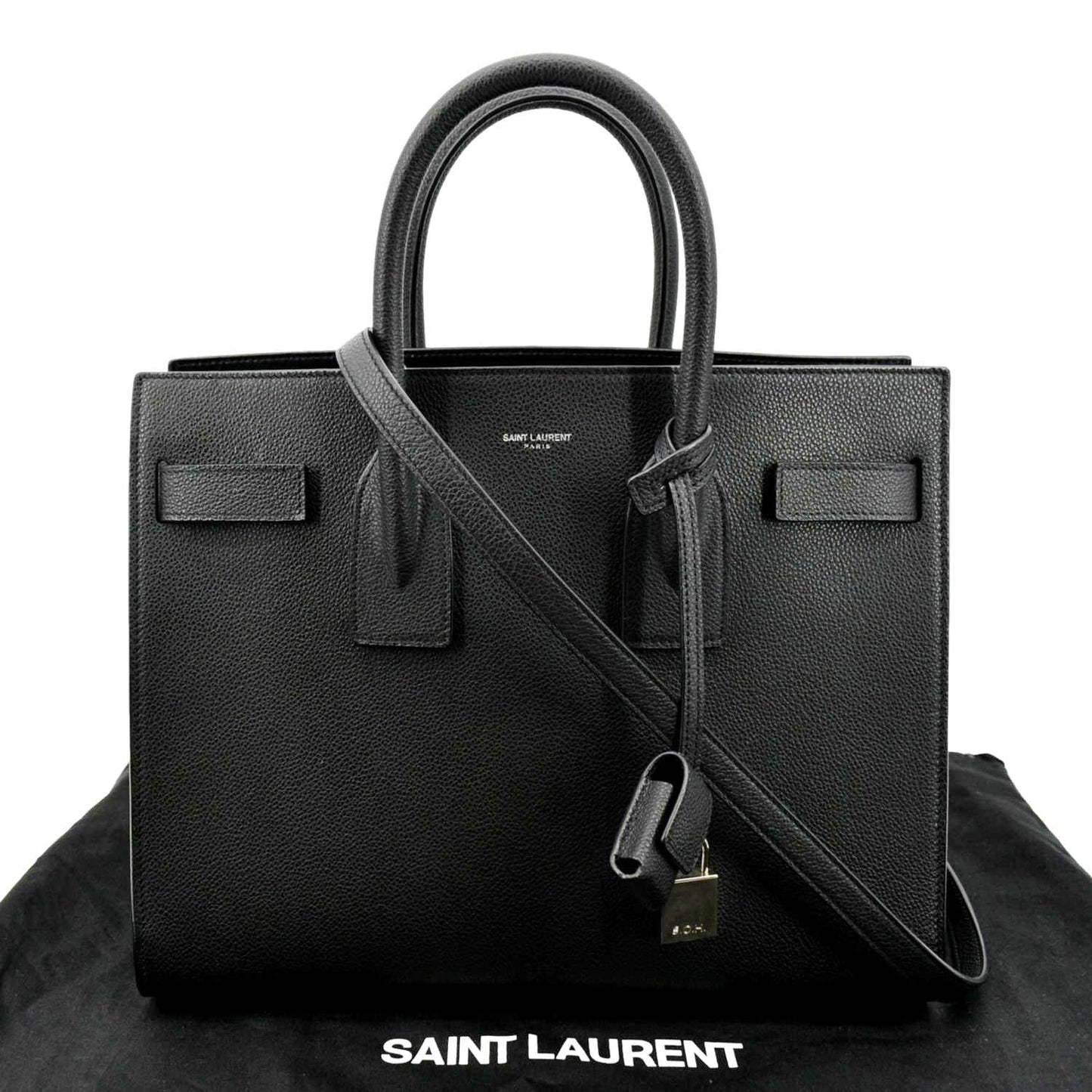 YVES SAINT LAURENT Sac de Jour Leather Satchel Shoulder Bag Black