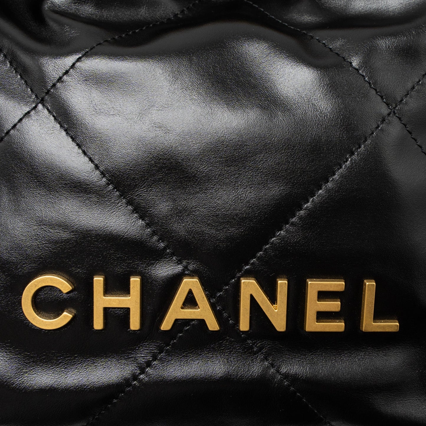 Chanel 23s Mini 22 Bag Shiny Calfskin Black Brushed  (Microchip)