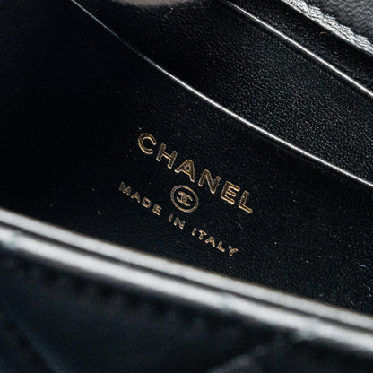 Chanel 22b Enamel Top Handle Flap Bag Lambskin Black  (Microchip)