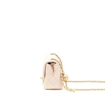 Chanel 22C Pearl Crush Mini Square Flap bag Lambskin Light Pink