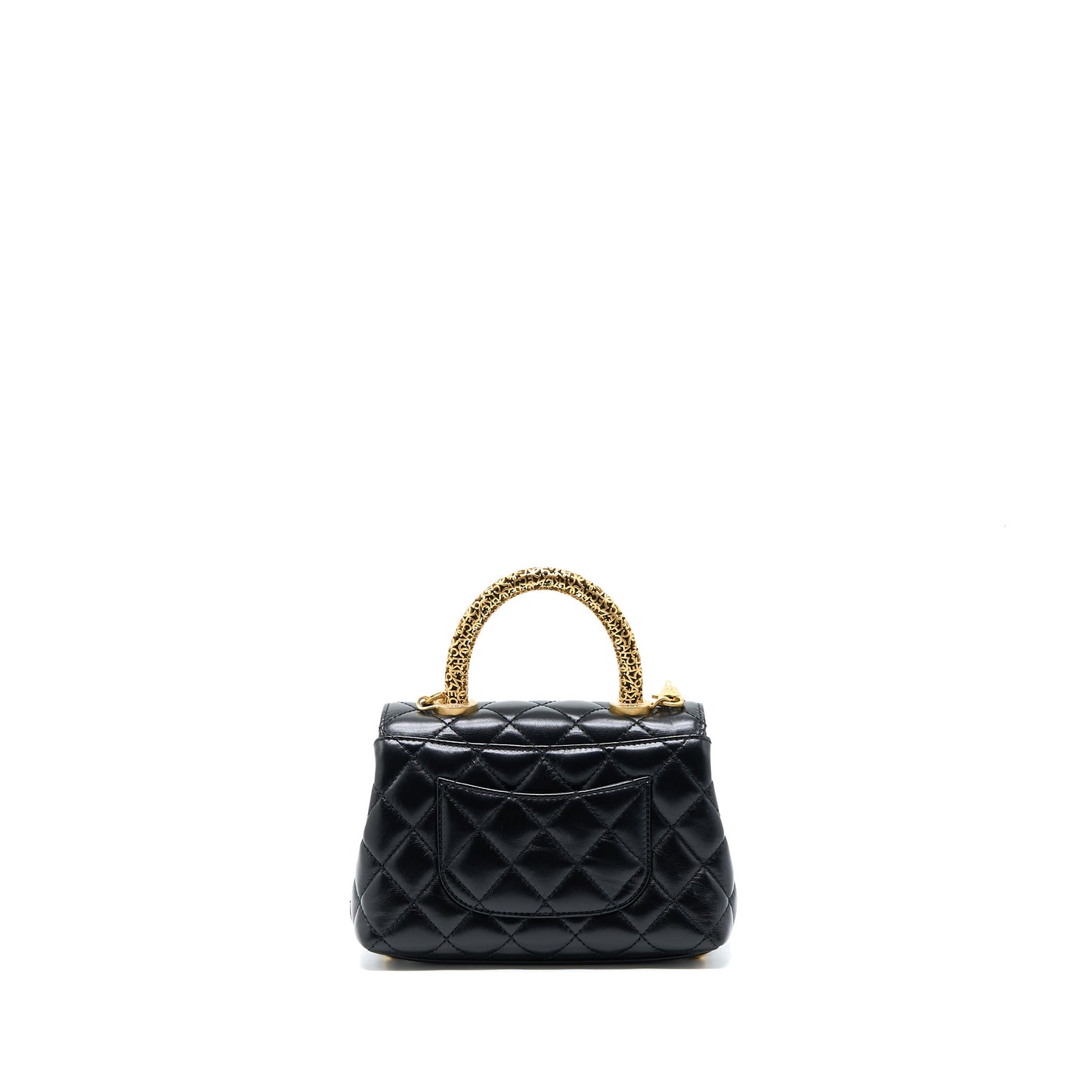 Chanel 22A Mini Coco Handle with Detailed Letter Handle Calfskin Black Brushed  (Microchip)