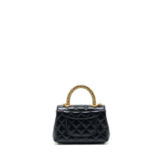 Chanel 22A Mini Coco Handle with Detailed Letter Handle Calfskin Black Brushed  (Microchip)