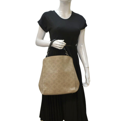 LOUIS VUITTON Babylone Mahina Calfskin Leather Shoulder Bag Galet