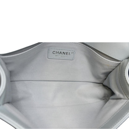 CHANEL Medium Boy Flap Quilted Leather Shoulder Bag Light Blue