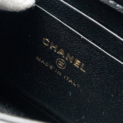 Chanel 22B Enamel Top handle Mini Flap Bag Lambskin Black  (Microchip)