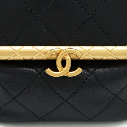 Chanel 20A Kiss-Lock Mini Vanity Flap Bag Calfskin Black