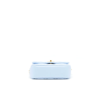 Chanel 21K My Perfect Mini Flap Bag Caviar Iridescent Light Blue