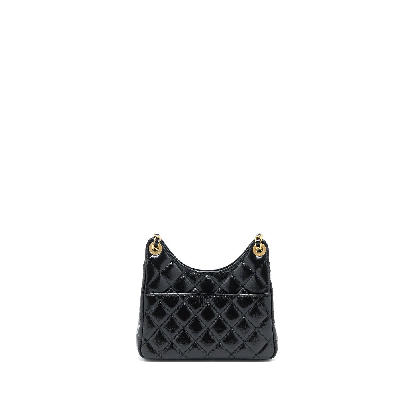 Chanel 23C Small Hobo Bag Shiny Calfskin Black Brushed  (Microchip)