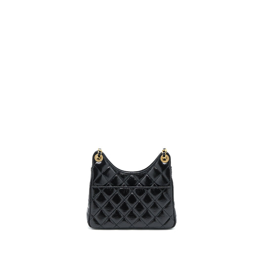 Chanel 23C Small Hobo Bag Shiny Calfskin Black Brushed  (Microchip)