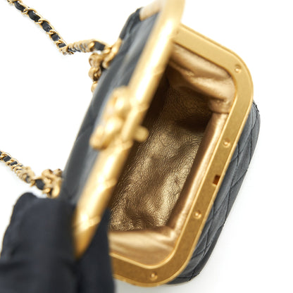 Chanel 20A Kiss-Lock Mini Vanity Flap Bag Calfskin Black