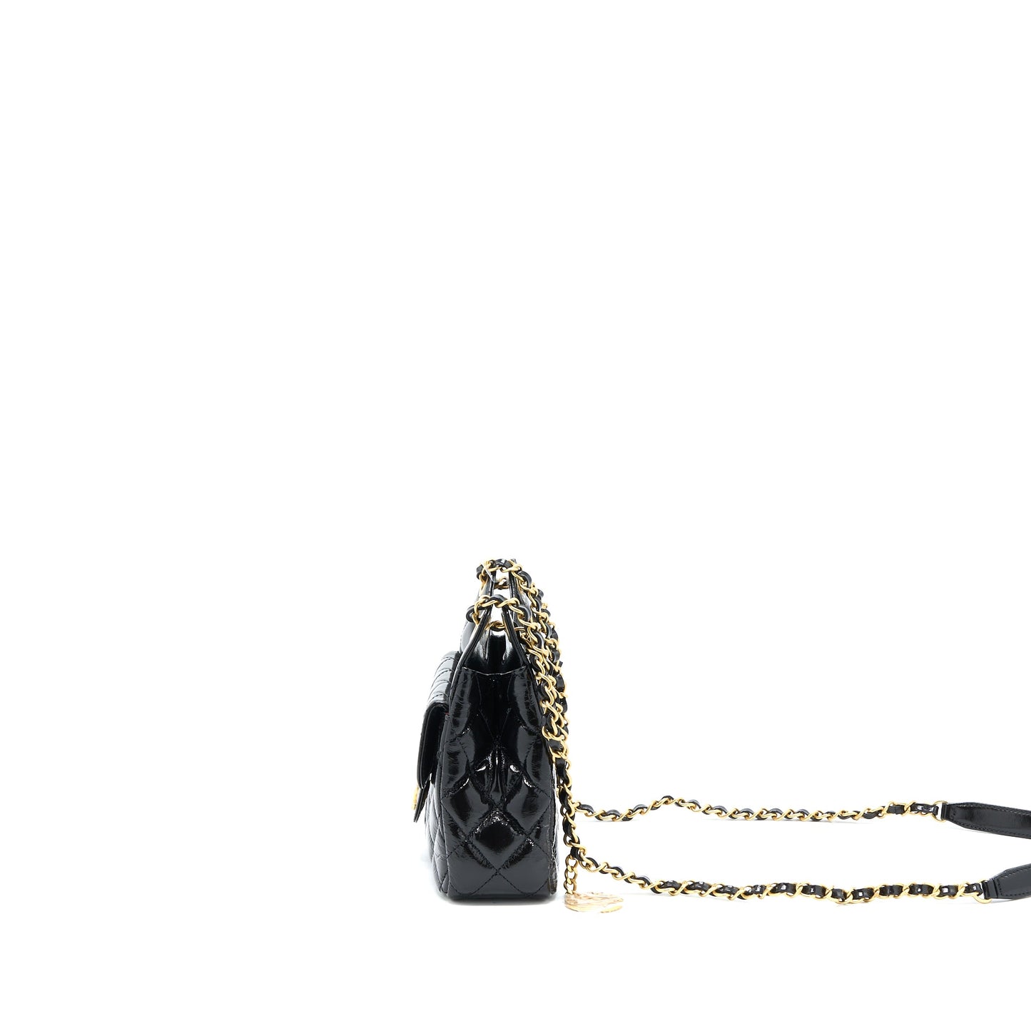 Chanel 23C Small Hobo Bag Shiny Calfskin Black Brushed  (Microchip)