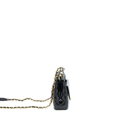 Chanel 23C Small Hobo Bag Shiny Calfskin Black Brushed  (Microchip)