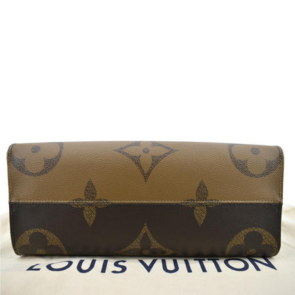 LOUIS VUITTON Onthego MM Giant Monogram Reverse Canvas Tote Shoulder Bag Brown