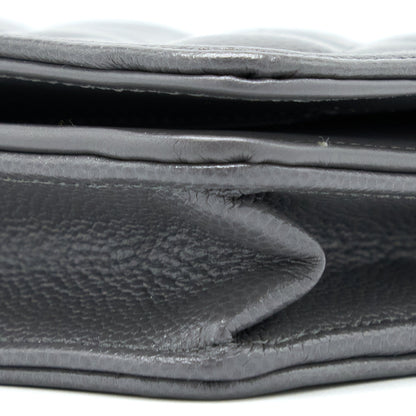 Chanel 22A Boy Wallet On Chain Grained Calfskin Dark Grey Brushed  (Microchip)