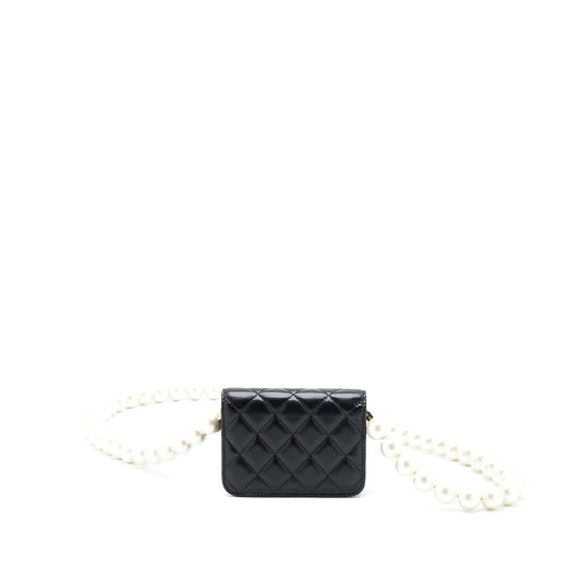 Chanel Mini Flap Bag with Giant Pearl Chain Lambskin Black L