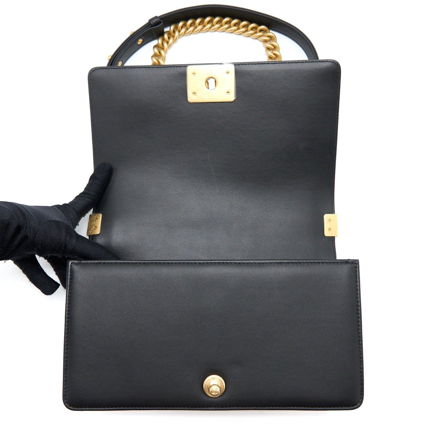 Chanel Medium Boy Bag Calfskin Black  (Microchip)