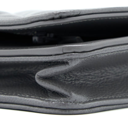 Chanel 22A Boy Wallet On Chain Grained Calfskin Dark Grey Brushed  (Microchip)