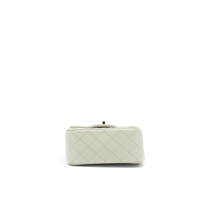 Chanel 22C Mini Square Flap Bag Lambskin Light Grey L