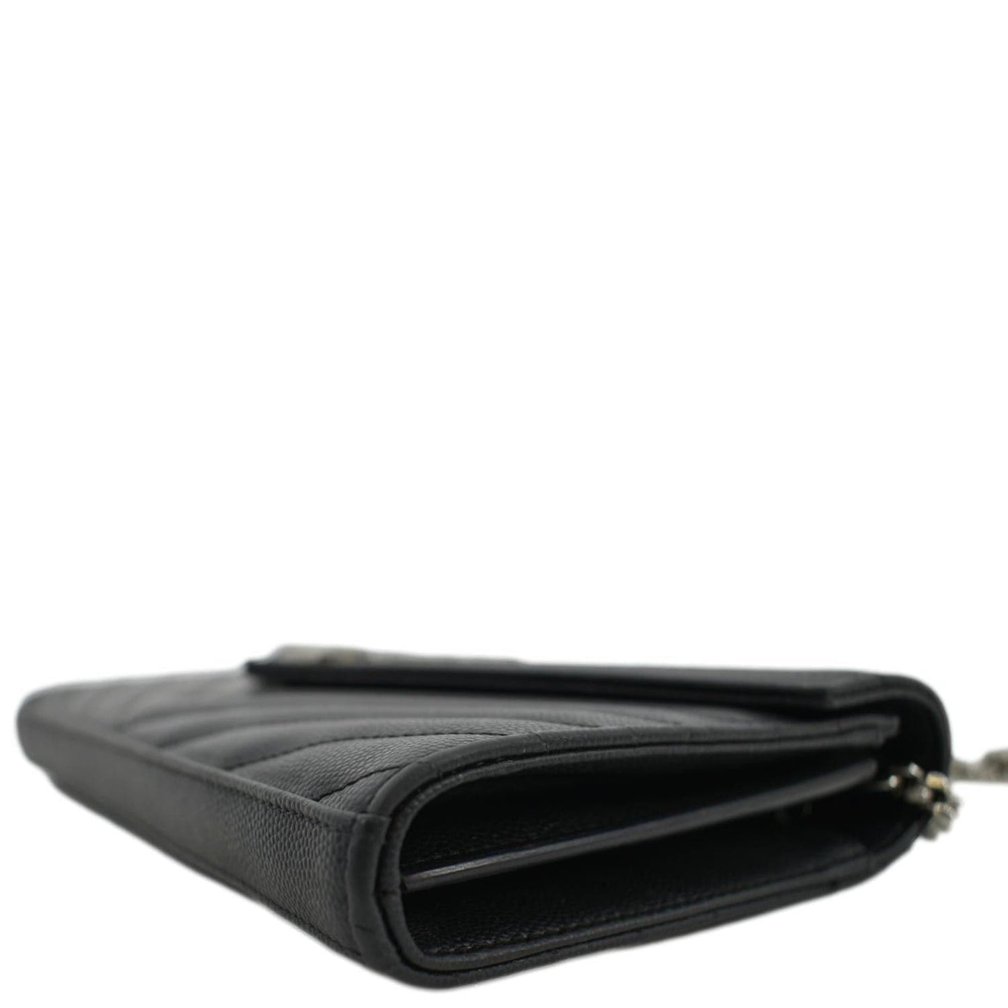 YVES SAINT LAURENT Cassandre Chain Wallet Leather Crossbody Bag Black