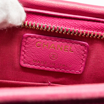 Chanel 19S Logo Pouch Tweed/PVC Pink