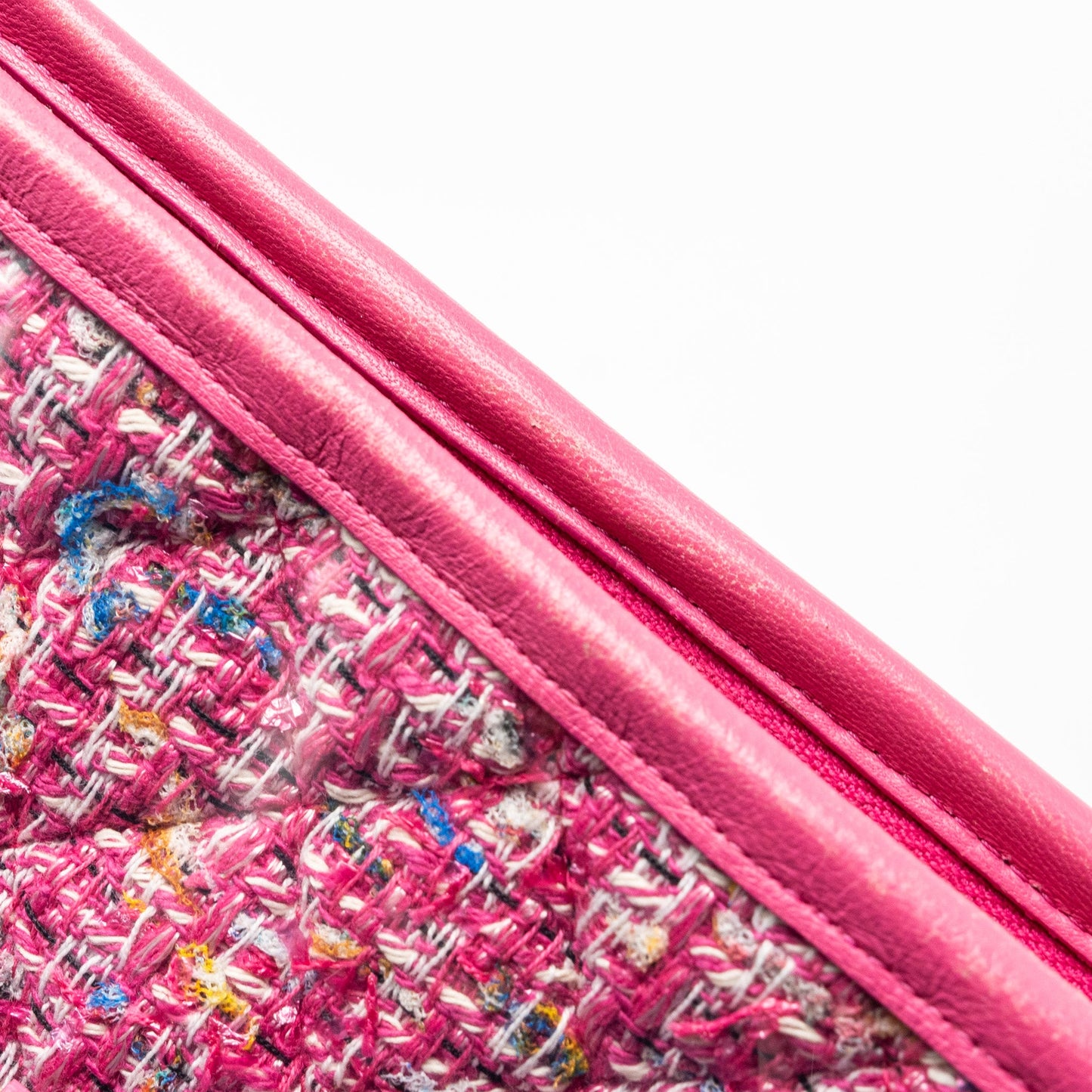 Chanel 19S Logo Pouch Tweed/PVC Pink