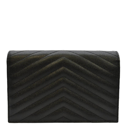 YVES SAINT LAURENT Cassandre Matelasse Chain Wallet Crossbody Bag Black